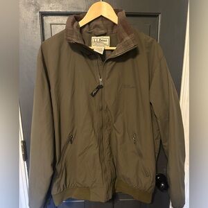 L.L. Bean Men's Warm-Up Jacket, Flannel-lined_Olive Green_Size M